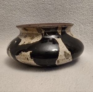 Black and Cream Ceramic Art Bowl